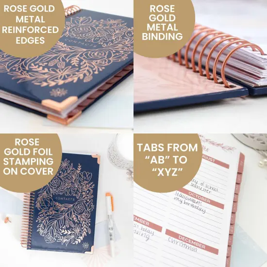 bloom daily planners Contact Book, 6" x 8.25", Navy Embroidery {4}