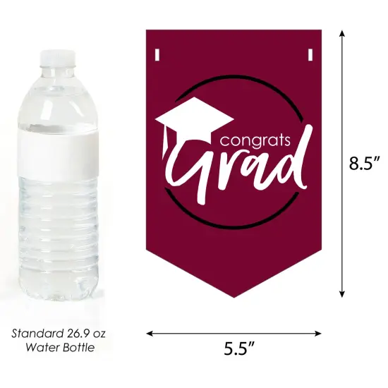 Big Dot of Happiness Maroon Graduation Bunting Banner - Party Decorations - Congrats Grad 2025 {3}