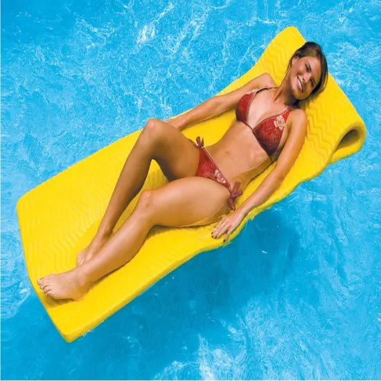 Swim Central Floating Rippled Swimming Pool Mattress Raft - 74" - Yellow {3}