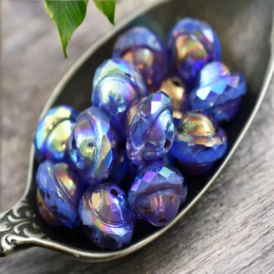 Bronze AB Washed Periwinkle Blue Saturn Beads - Choose Your Size {3}