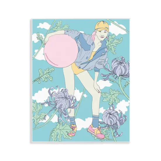 Stupell Industries Pastel Exercise Ball Girl Wall Plaque Art Design by Melissa Wang {1}