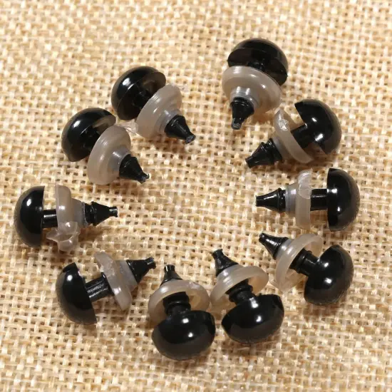 60Pcs Black Plastic Safety Eyes with Washers - 10mm {4}