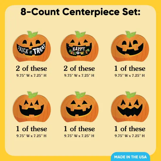 Big Dot of Happiness 3D Jack-O'-Lantern Halloween Centerpiece Table Decorations, Freestanding Halloween Decor, Pumpkin Party Centerpieces - 8 Count {5}