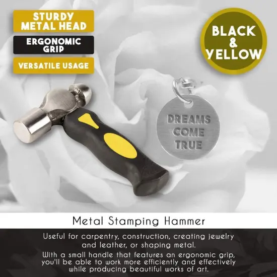 1 Pound Metal Stamping Hammer for Jewelry Making, Geodes, Leather Hammer for Crafts, Forming Tools (6 Inch) Black {3}