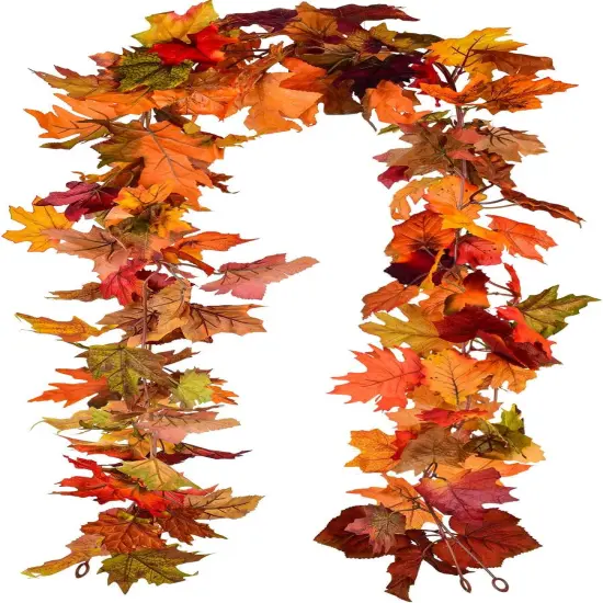 2 Pack Fall Maple Garland - 5.9ft/Piece Artificial Fall Foliage Garland {1}