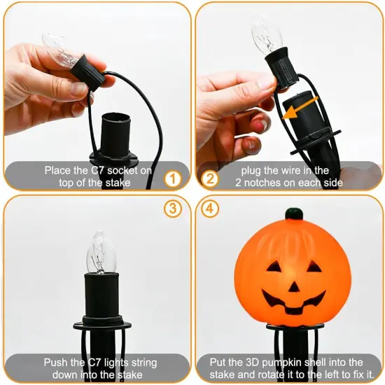 Halloween Pumpkin Pathway Markers Lights Outdoor {2}