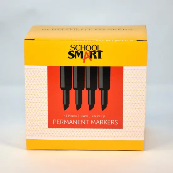 School Smart Nontoxic Permanent Markers, Chisel Tip, Black, Pack of 48 {3}
