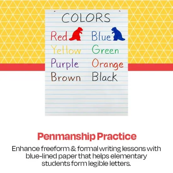 School Smart Primary Newsprint Paper, Short Way Ruled, 18 x 24 Inches, 100 Sheets {3}