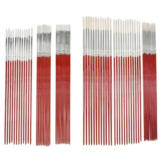 Sax White Synthetic Taklon Paint Brushes with Short Handles, Assorted Sizes, Set of 72 {4}