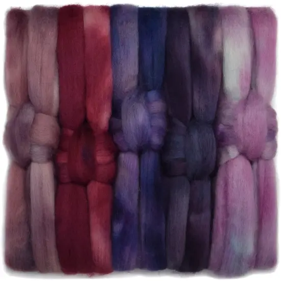 5oz BFL Hand Dyed Fiber - Soft Lustrous Wool Top Roving Pre-Drafted for Hand or Wheel Spinning, Felting, Blending, Weaving, and Crafts Purple Haze {1}
