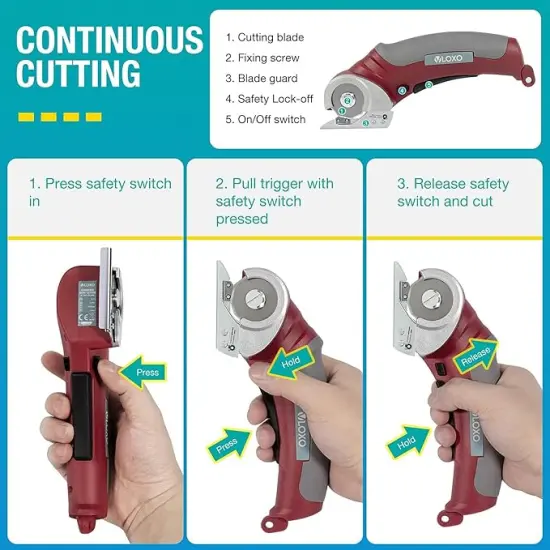 Cordless Electric Scissors, Rotary Cutter for Fabric with Safety Lock, 4.2V Cardboard Cutter Multi-Cutting Tools, Rechargeable Powerful Fabric Cutter for Carpet Leather Felt with Storage Box {4}