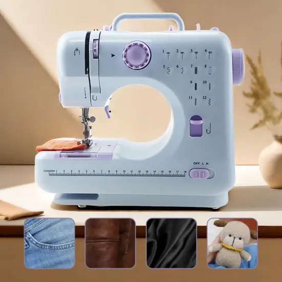 Portable Electric Sewing Machine with 12 Built-in Stitches, LED Light, Foot Pedal, Easy Threading, Ideal for Beginners & DIY Projects {5}