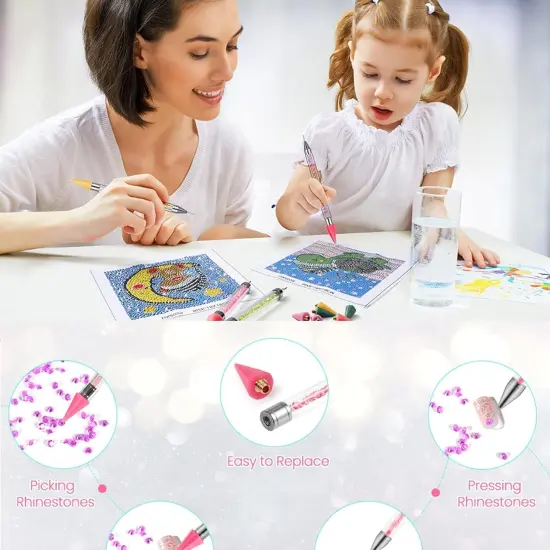 4 Pieces No Wax Needed Diamond Painting Tools Self-Stick Drill Pens {4}