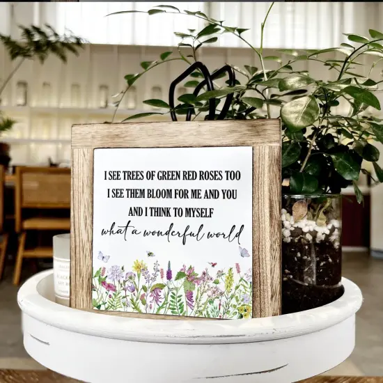 Spring Decor, Wooden Box Signs for Home Decor, Flower Sign Wall Decor {4}