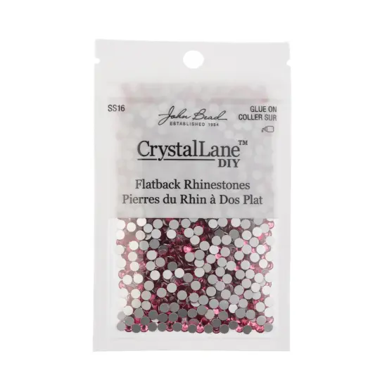 Crystal Lane DIY SS16 Glass Flatback Rhinestones, 1440pcs Light Rose {3}