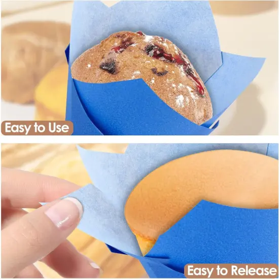Tulip Cupcake Liners,150pieces Blue Muffin Baking Cups Holders Paper Cupcake Wrappers for Wedding, Birthday, Christmas, Baby Shower Parties {4}