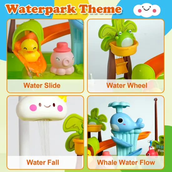 Easy Playhouse: 4-In-1 Play Sink - Running Water Electric Faucet, Kitchen & Food Accessories, Waterpark Theme, Fishing Games, Bath Toys, Kids Age 3+ {5}