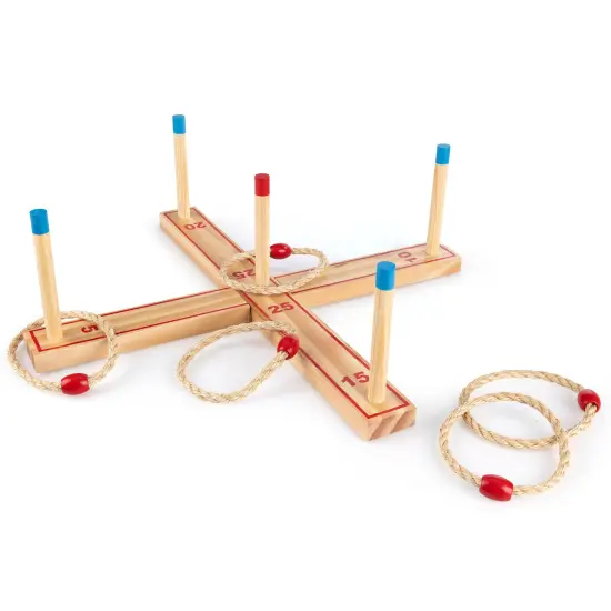 Grasshopper Games: Ring Toss - Classic Throwing Game, Wood Set, 5 Stumps & Hoops, Indoor-Outdoor Play, Travel Bag, Party-Backyard Activity, Family Age 3+ {1}