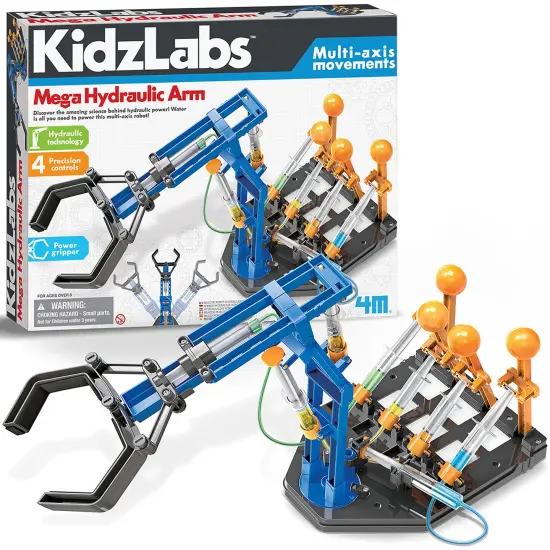 4M: KidzLabs: Mega Hydraulic Arm - DIY Robotic Water Powered Technology Kit, 18" Arm w/ Multi-Axis Movements, STEM Science Activity Set, Kids Ages 8+ {3}