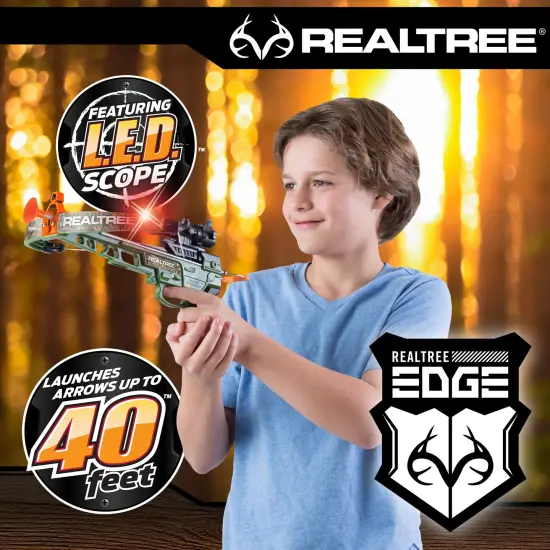 RealTree: Toy Pistol Crossbow Set - 14" - Green-Camo - 3 Suction-Tipped Arrows, Target, LED Scope, Ergonomic Grip, Shoots Up to 40', Archery, Kids 8+ {4}