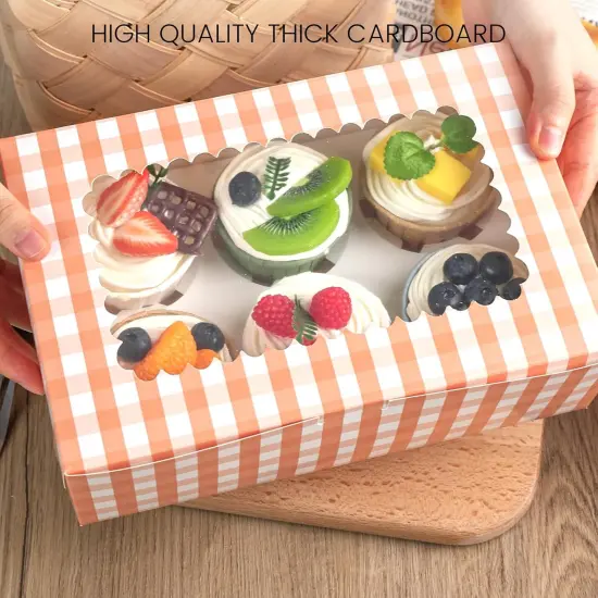 6 Count Cupcake Boxes, 15PCS 9.5"x6.3"x3" Cupcake Container with Window Boxes Holding 90 Pastry Box for Birthday Holiday Party Bakery Supplies {3}