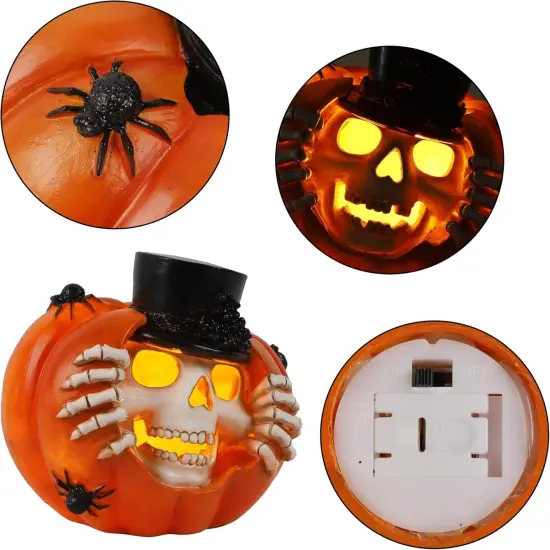 Halloween Pumpkin Skeleton Decor - Light Up Spooky {5}