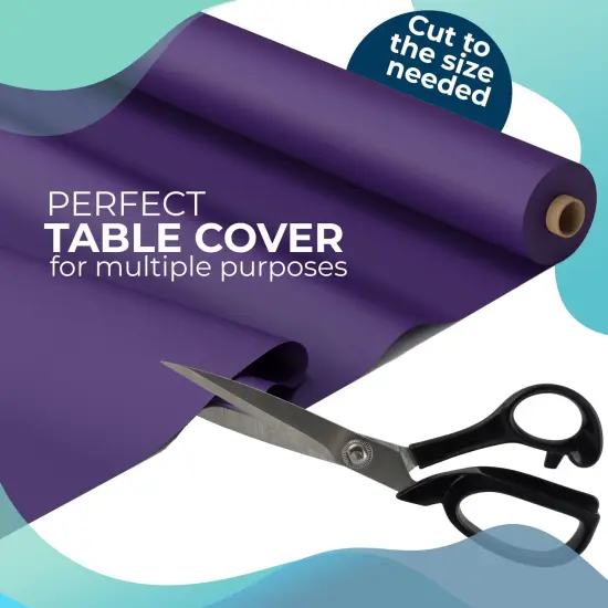 Exquisite Plastic Table Cover Roll &ndash; 40" x 100' Disposable Tablecloth Roll &ndash; Premium Thick 0.5 MIL Plastic Banquet Roll &ndash; Party Table Cover Roll for Events & Catering Purple {3}