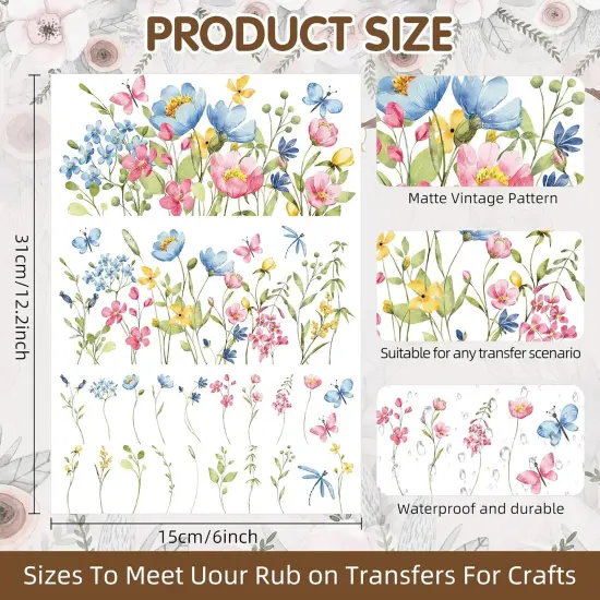 3 Sheets Vintage Rub On Transfers for Crafts {2}