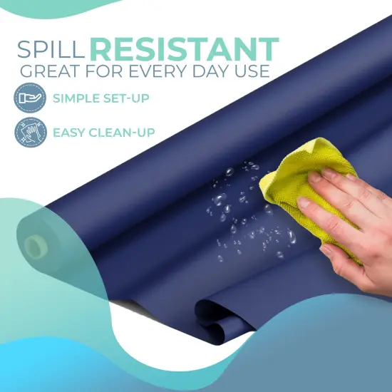 Exquisite Plastic Table Cover Roll &ndash; 40" x 100' Disposable Tablecloth Roll &ndash; Premium Thick 0.5 MIL Plastic Banquet Roll &ndash; Party Table Cover Roll for Events & Catering Navy Blue {2}