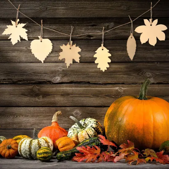 60 Pieces Unfinished Wooden Maple Fall Leaves {4}