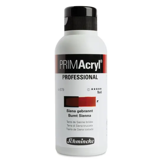 Schmincke Primacryl Professional Fluid Acrylic - Burnt Sienna, 250 ml bottle {1}