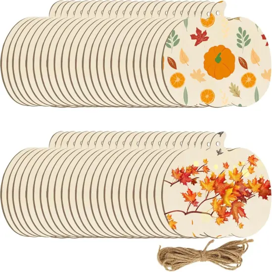 60 Pcs Thanksgiving Pumpkin Wooden Cutouts {1}