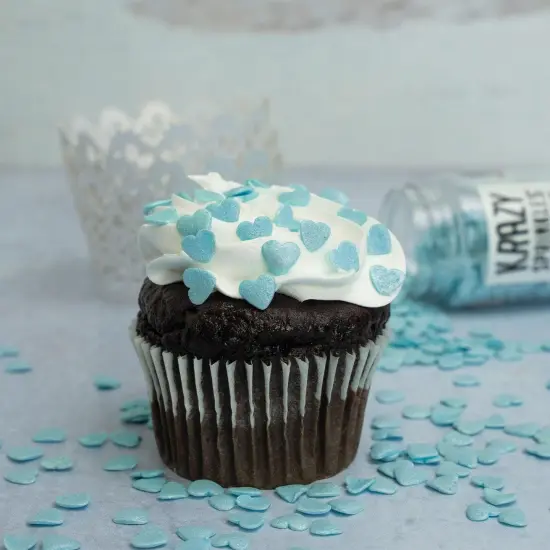 Krazy Sprinkles - Blue Pearl Hearts (1/2 Cup, 1x Jar) for Cakes, Ice Cream & Cookies {2}