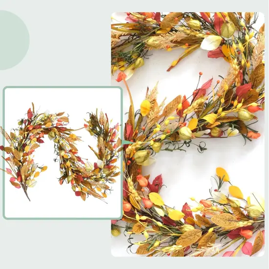 Fall Garland Artificial Eucalyptus Garland with Flowers {4}