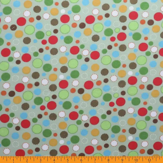 Mook Fabrics Multi Circle Flannel Fabric [43 in. Wide] - By The Yard Mint {3}