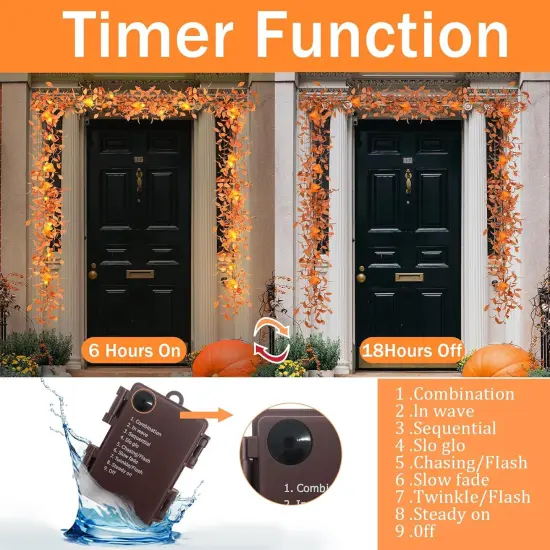 8 Modes Hanging Fall Garland Leaves with Berries {3}