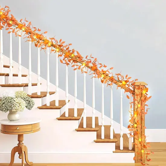 8 Modes Hanging Fall Garland Leaves with Berries {5}