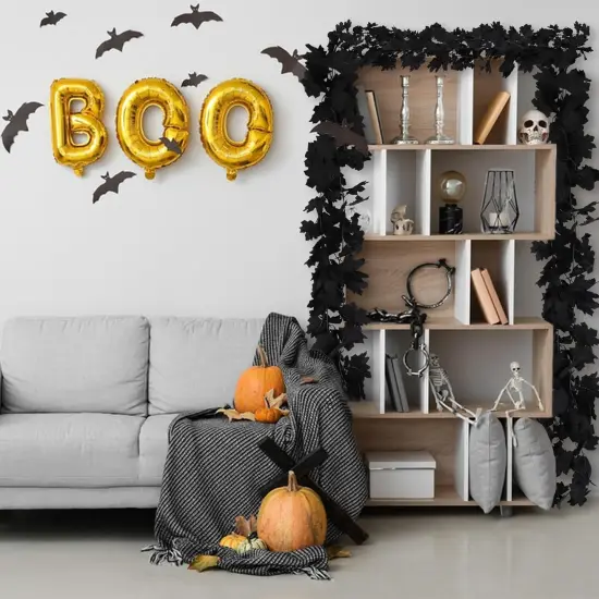 6PCS Fall Maple Leaves Garland - Black {5}