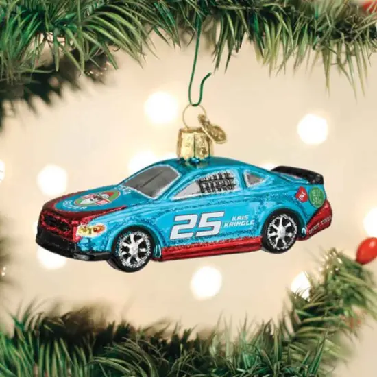 Old World Christmas 1.75 In Racing Sports Car Tree Ornament , Santa Stout Kris Kringle Blue {3}
