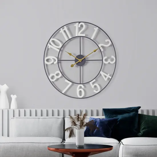 Sorbus Large Wall Clock - 24-inch Decorative Numeral Wall Clock - Battery Operated Analog - Living Room and Kitchen D&eacute;cor White {2}
