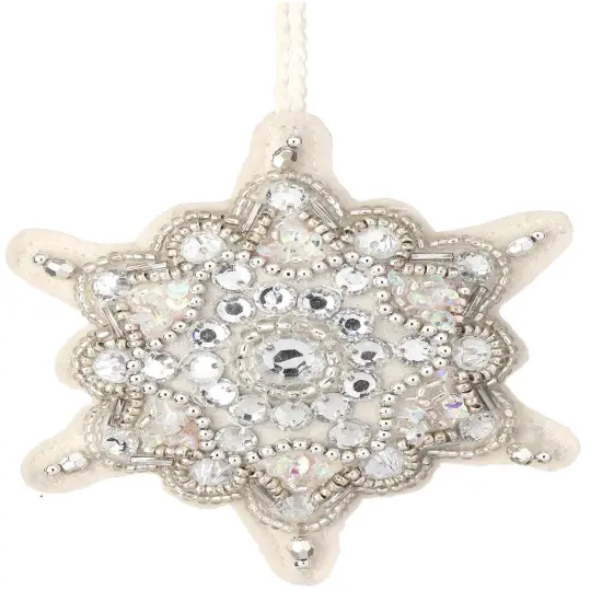 3.5&rdquo; Embroidered Jewel Snowflake Ornament &ndash; Elegant Christmas D&eacute;cor {1}