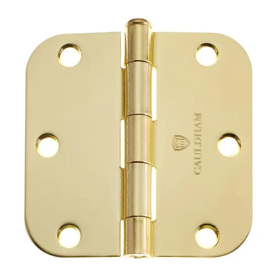 Cauldham Heavy-Duty 3-1/2" Interior Door Hinges with 5/8" Radius Corners - Brass {3}