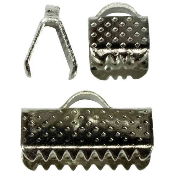 CousinDIY Jewelry Basics Metal Findings 120/Pkg-Silver Ribbon Clamp Ends {3}