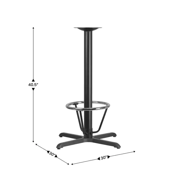 Emma and Oliver 30'' x 30'' Restaurant Table X-Base with 3'' Dia. Bar Height Column and Foot Ring Black {2}