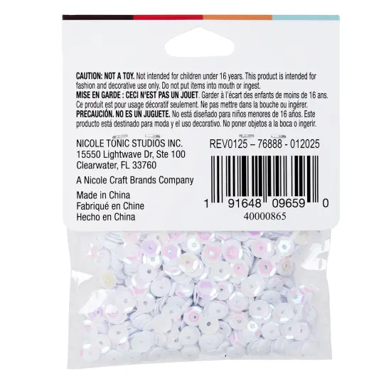 CousinDIY Cupped Sequins-White Iridescent, 5mm 800/Pkg {3}