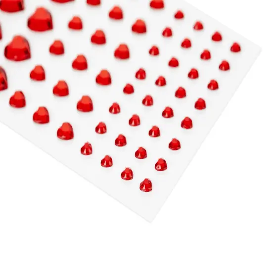 CousinDIY Adhesive Rhinestones 60/Pkg-Red Heart {7}