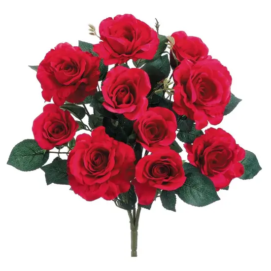 Allstate Rose Artificial Floral Bush Spray - 18" - Red {1}