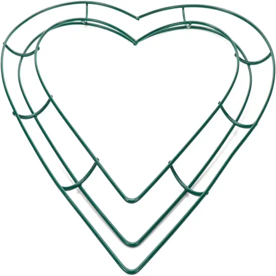 Wire Wreath Frame DIY Heart Shaped Wreath Form Iron Art Flower Wreath Rings 25mm,Green,4PCS {4}