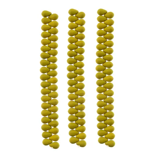 John Bead 114pcs 6x9mm Czech Glass White Alabaster Velvet Drop Bead Strands Yellow Green {3}