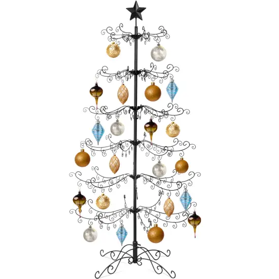 Best Choice Products Wrought Iron Ornament Display Christmas Tree w/ Easy Assembly, Stand Black {1}